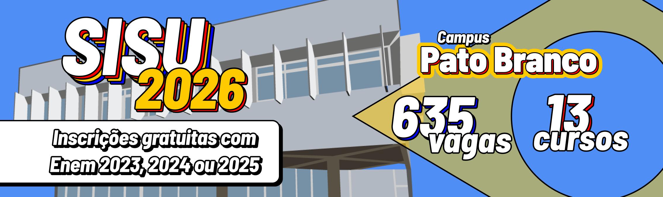 UTFPR divulga edital do Sisu 2026 para ingresso em 13 cursos de graduação no Campus Pato Branco